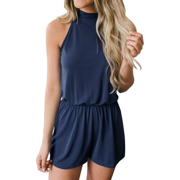 Halter Neck Romper with Pockets - Women's SIZE S - Picture 1 of 7